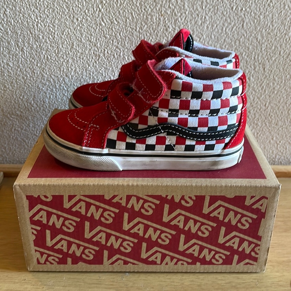 Red and White Checkered Toddler Vans
